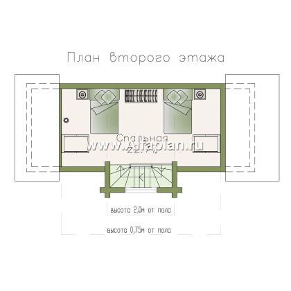 Проекты домов Альфаплан - Баня из бревен с гостевой спальной комнатой в мансарде - превью плана проекта №2