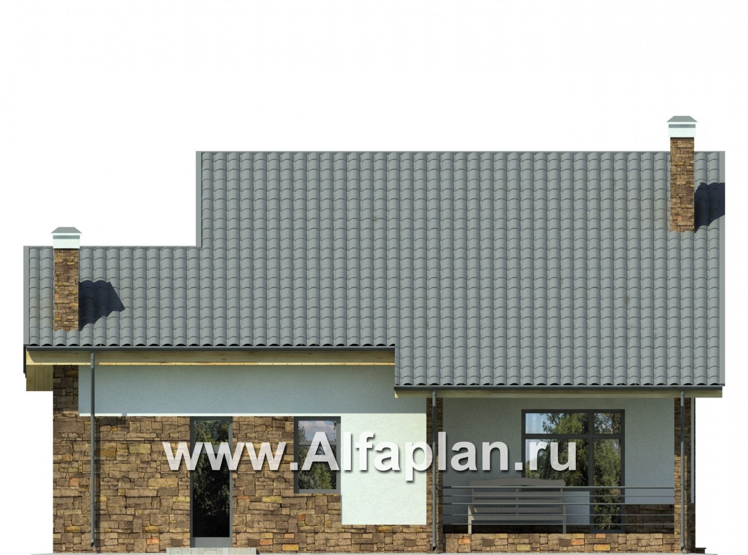Проекты домов Альфаплан - Современный удобный загородный коттедж - изображение фасада №4