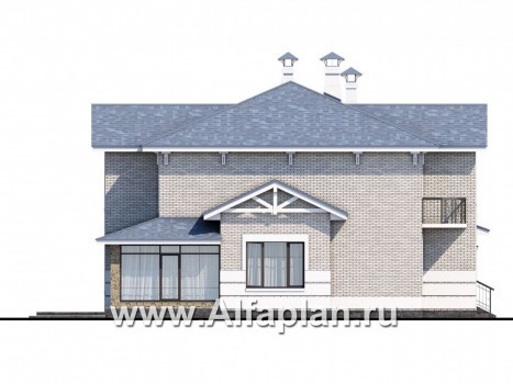 Проекты домов Альфаплан - «Аутентик» - комфортабельный двухэтажный коттедж с верандой - превью фасада №3