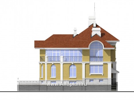 Проекты домов Альфаплан - «Флоренция» - дом в стиле эпохи Возрождения с крытой террасой - превью фасада №2