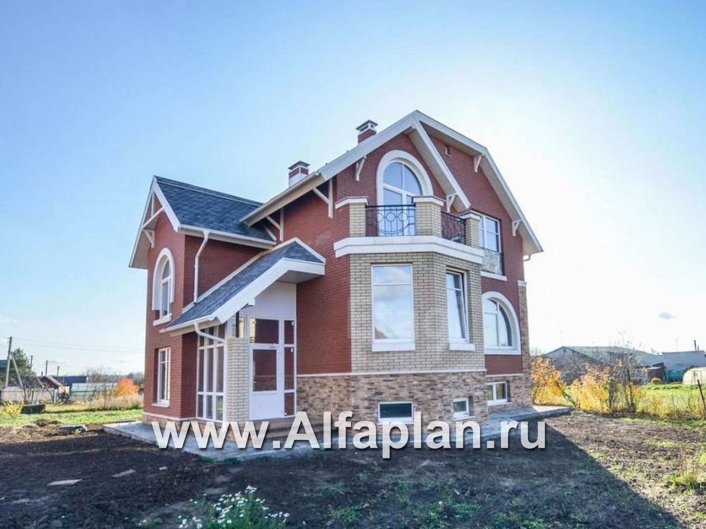 Проекты домов Альфаплан - «Лаура»- трехэтажный загородный дом с террасой - дополнительное изображение №2