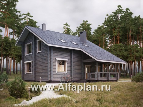 Проекты домов Альфаплан - Деревянный дом с простой двускатной кровлей - превью дополнительного изображения №3