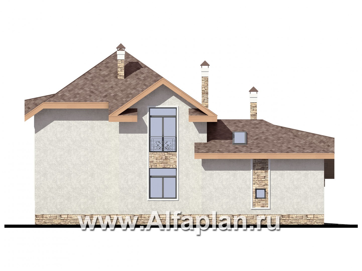 Проекты домов Альфаплан - Коттедж с большим гаражом и тренажерным залом - изображение фасада №4