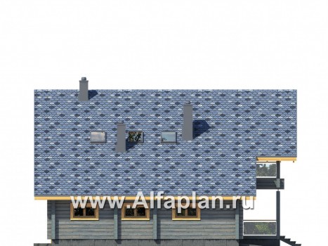 Проекты домов Альфаплан - Деревянный загородный дом с гаражом - превью фасада №4