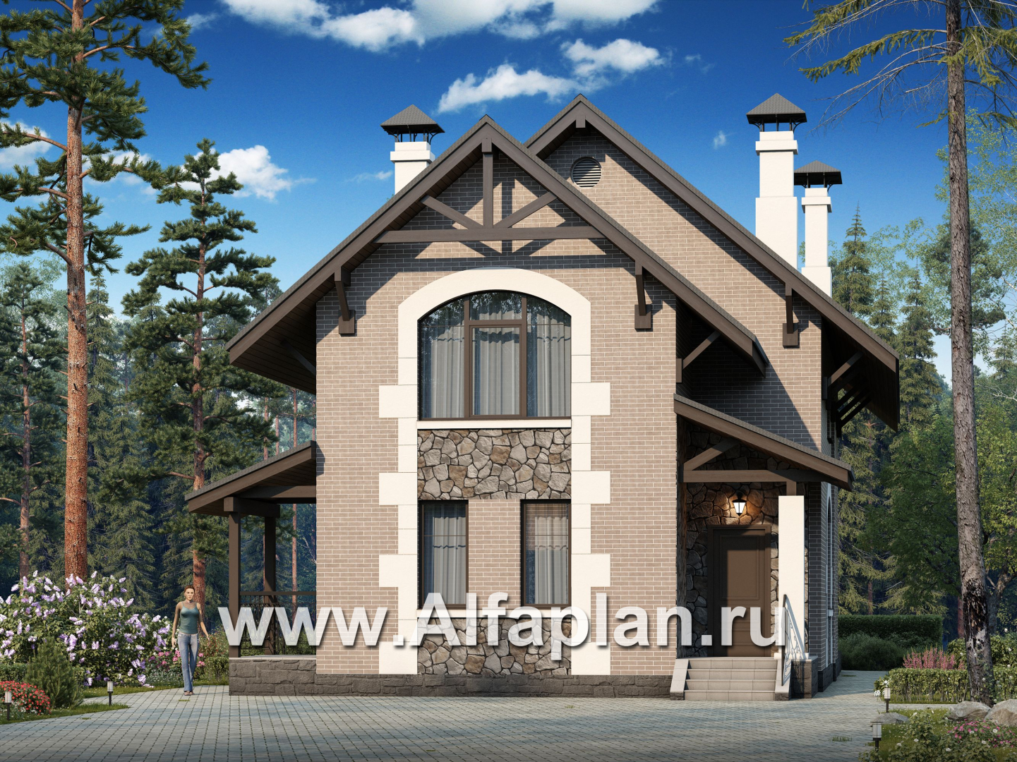 Проекты домов Альфаплан - «Одетта»- компактный дом для узкого участка - дополнительное изображение №1
