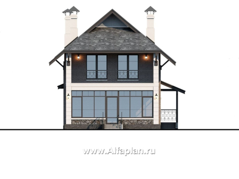 Проекты домов Альфаплан - «Одетта»- компактный дом для узкого участка - превью фасада №4