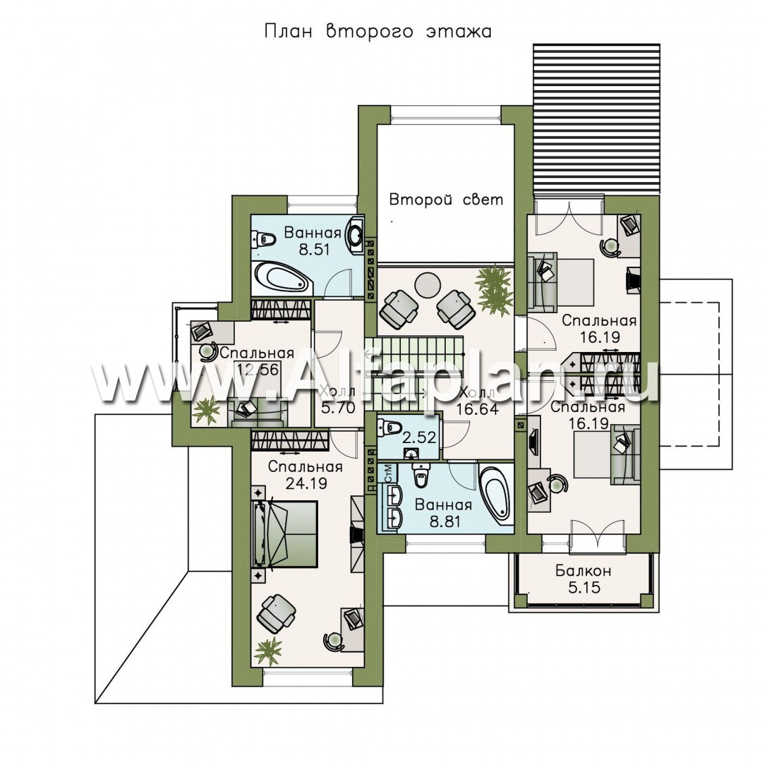 Проекты домов Альфаплан - «Современник» - коттедж со спортивным залом и сауной - изображение плана проекта №2