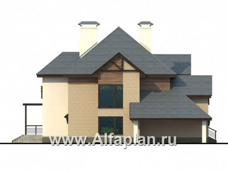 Проекты домов Альфаплан - «Современник» - коттедж со спортивным залом и сауной - превью фасада №3
