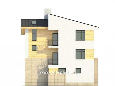 Проекты домов Альфаплан - Трехэтажный кирпичный коттедж - превью фасада №4