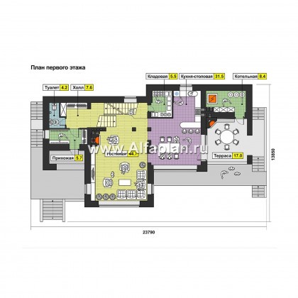 Проекты домов Альфаплан - Дом на рельефе - превью плана проекта №2