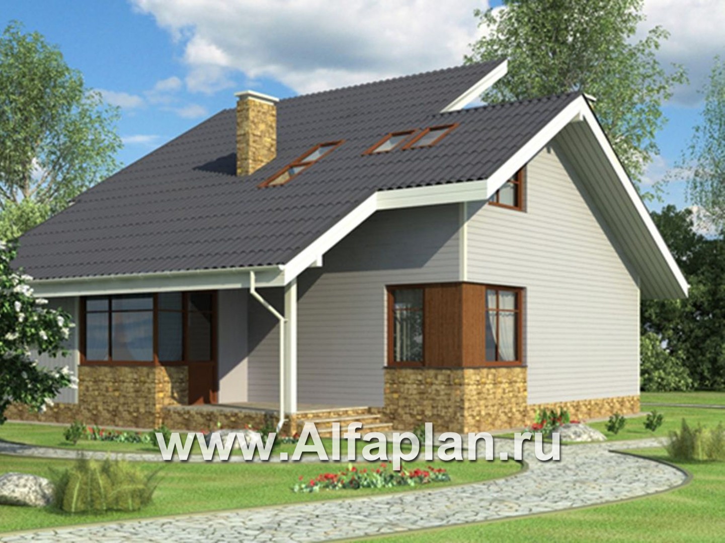 Проекты домов Альфаплан - Двухэтажный каркасный дом - основное изображение