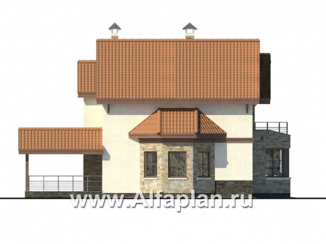 Проекты домов Альфаплан - «Бригантина» - проект коттеджа с оригинальным планом - превью фасада №3