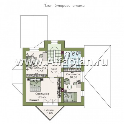 Проекты домов Альфаплан - «Бригантина» - проект коттеджа с оригинальным планом - превью плана проекта №2