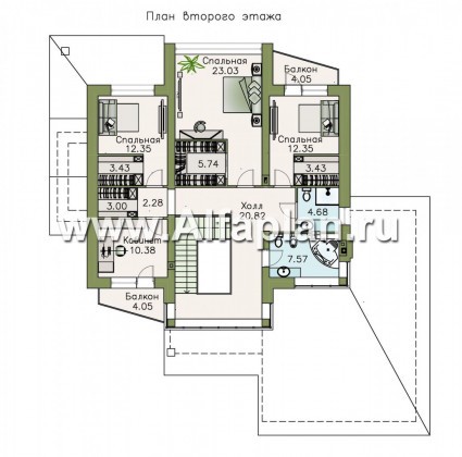 Проекты домов Альфаплан - «Аутентик» - комфортабельный коттедж с большим гаражом и верандой - превью плана проекта №2