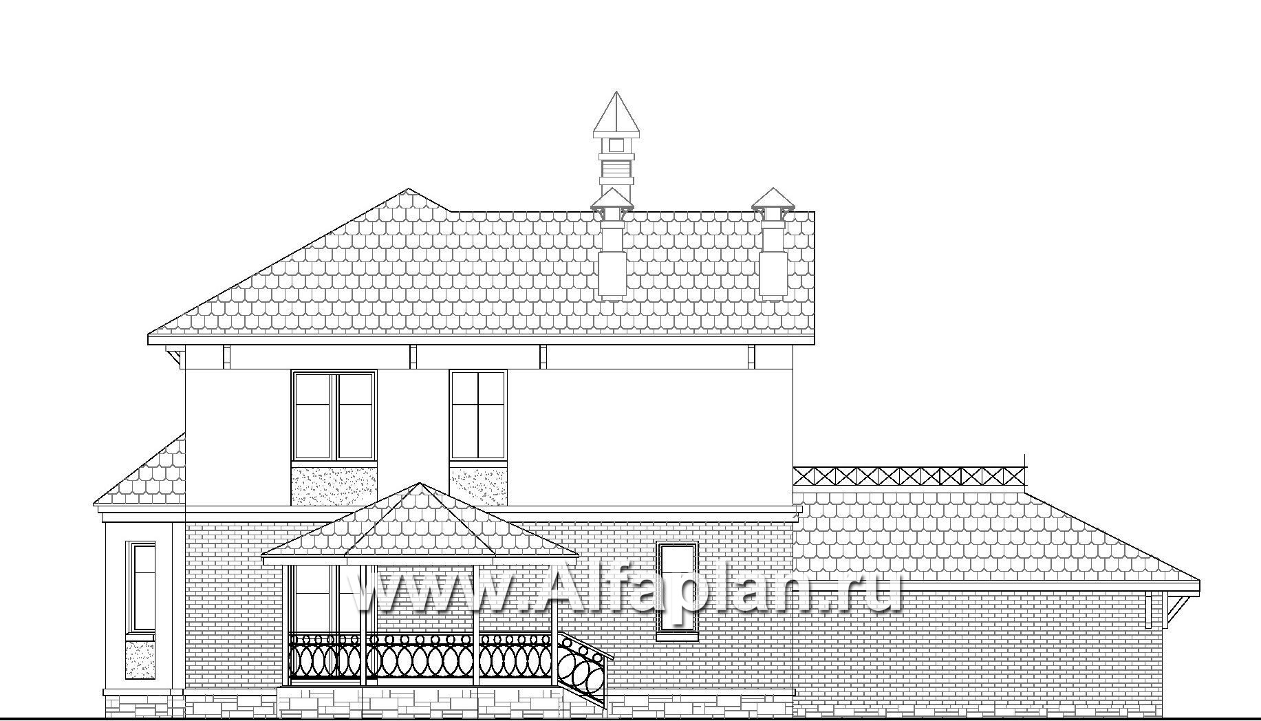 Проекты домов Альфаплан - «Классический»- двухэтажный особняк с эркером и гаражом на два автомобиля - изображение фасада №4