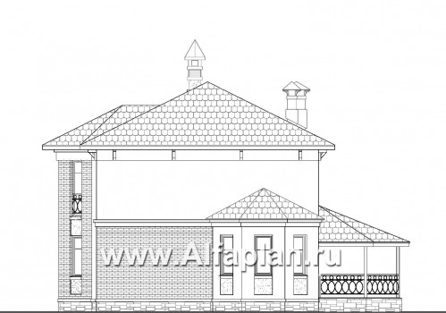Проекты домов Альфаплан - «Классический»- двухэтажный особняк с эркером и гаражом на два автомобиля - превью фасада №2