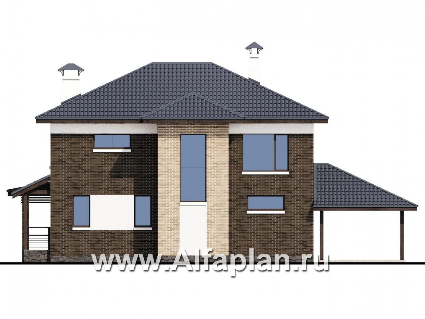 Проекты домов Альфаплан - «Высокий горизонт» - идеальный план дома на 150 квадратов - изображение фасада №4