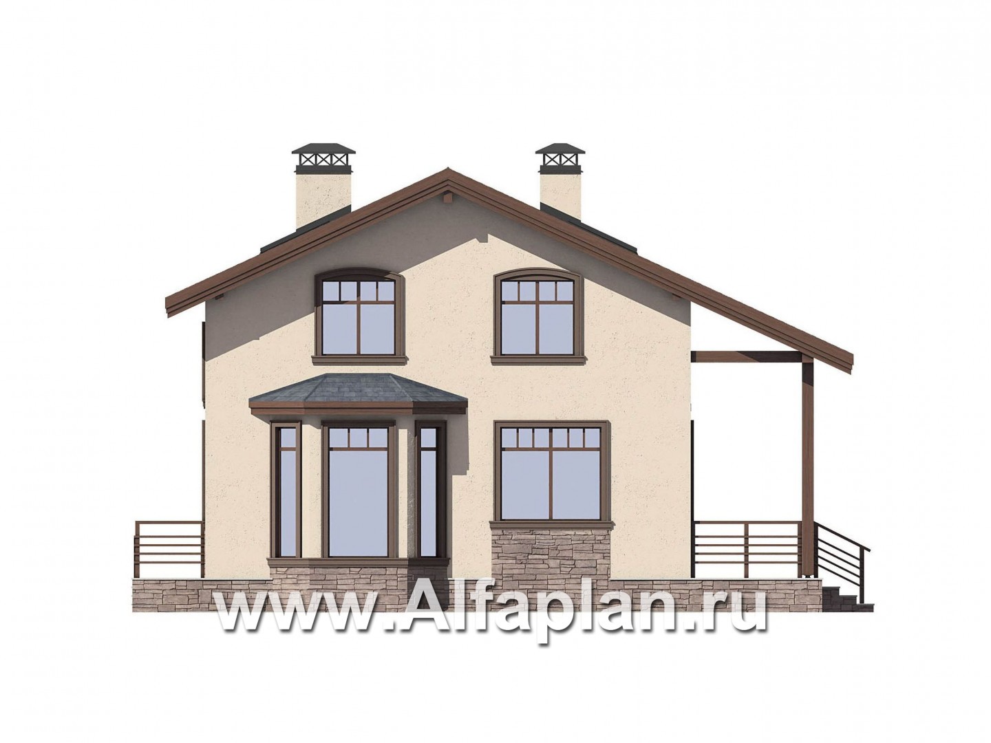 Проекты домов Альфаплан - Двухэтажный дом для большой семьи(6 спален) - изображение фасада №2