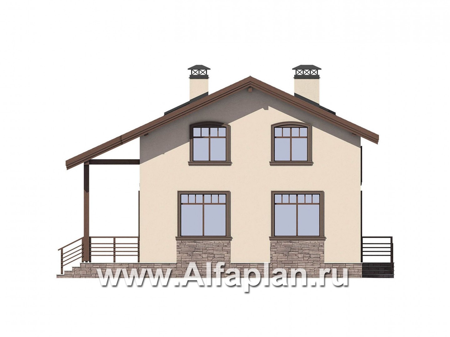 Проекты домов Альфаплан - Двухэтажный дом для большой семьи(6 спален) - изображение фасада №4
