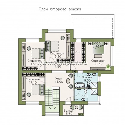 Проекты домов Альфаплан - «Киприда» — просторный коттедж в современном стиле - превью плана проекта №2