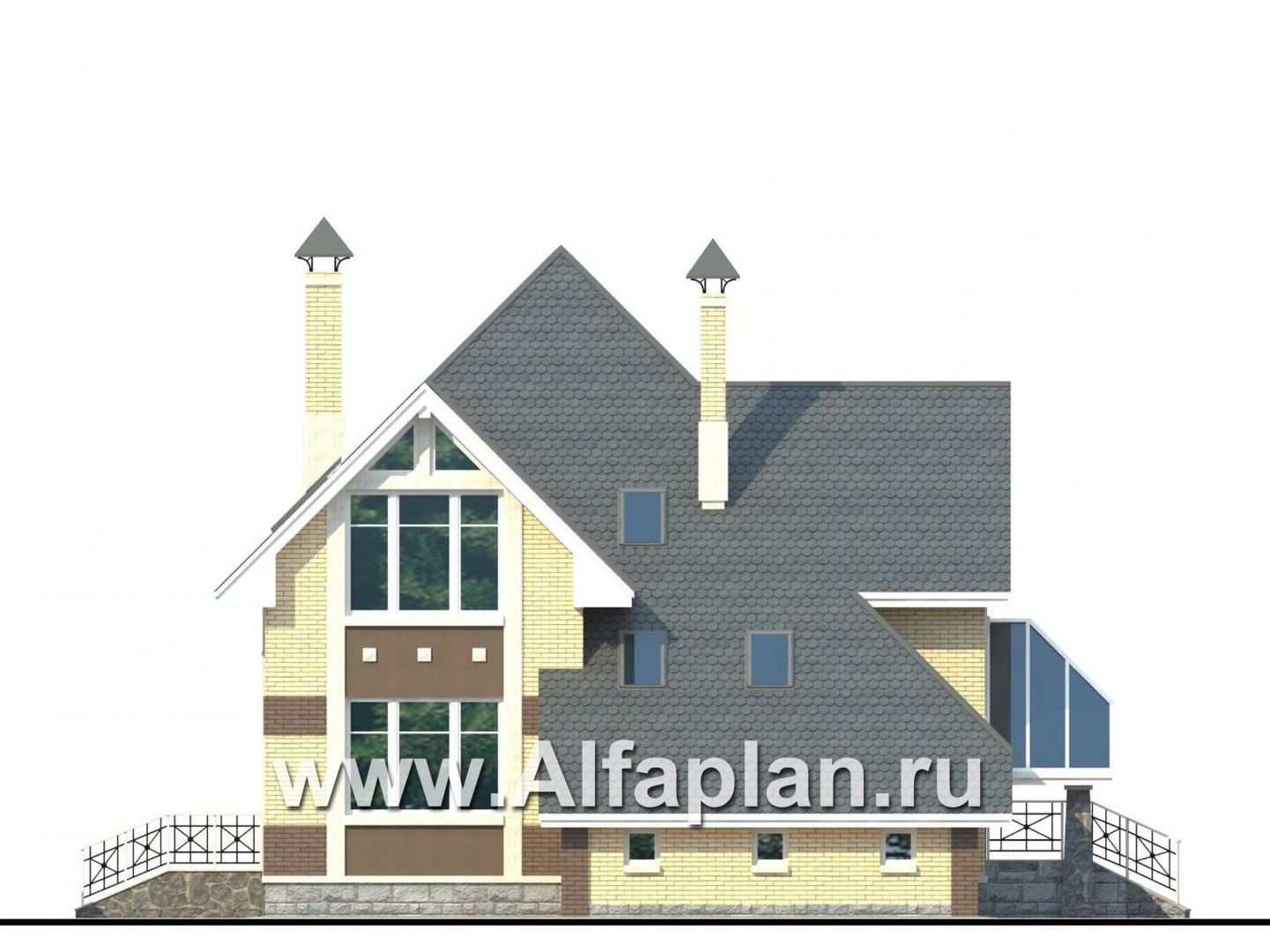 Проекты домов Альфаплан - «Светлая жизнь» - дом с окнами в небо - изображение фасада №3