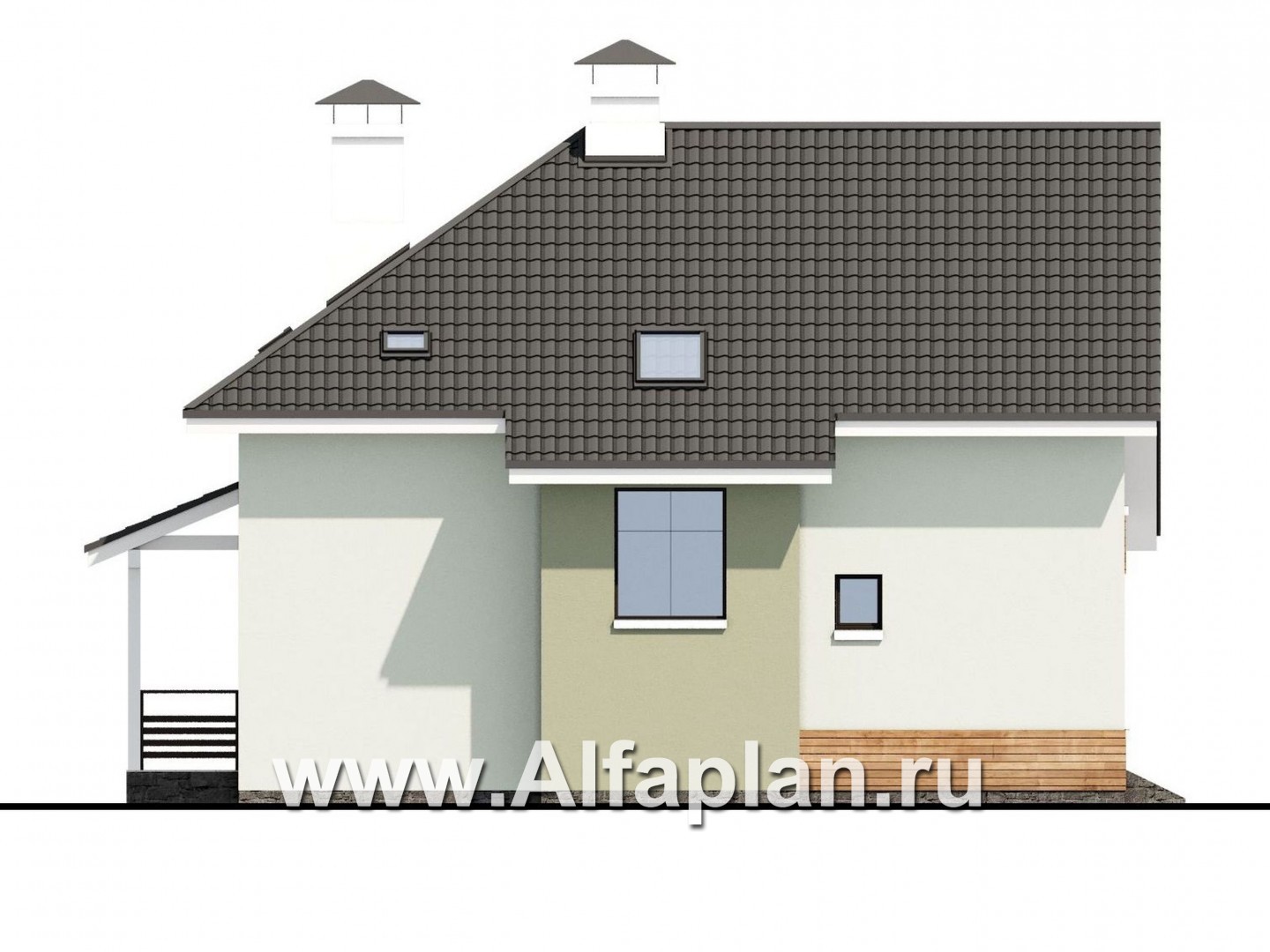 Проекты домов Альфаплан - Мансардный дом с угловым планом - изображение фасада №3