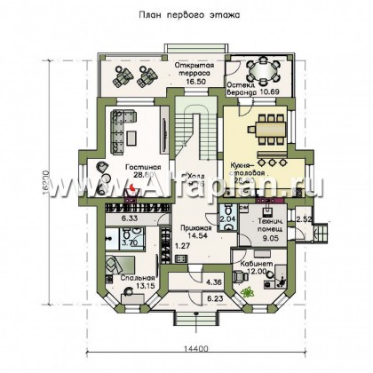 Проекты домов Альфаплан - «Рюрик» - солидный дом из газобетона для солидной семьи - превью плана проекта №1