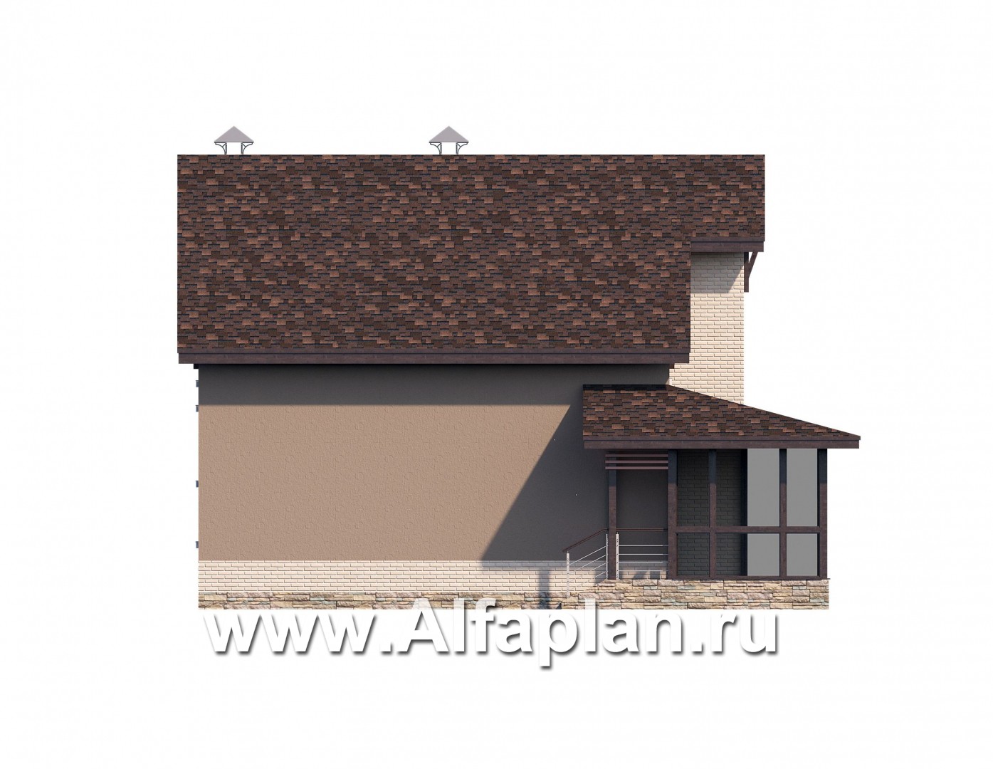 Проекты домов Альфаплан - «Регата» — комфортный загородный дом с двускатной крышей - изображение фасада №3