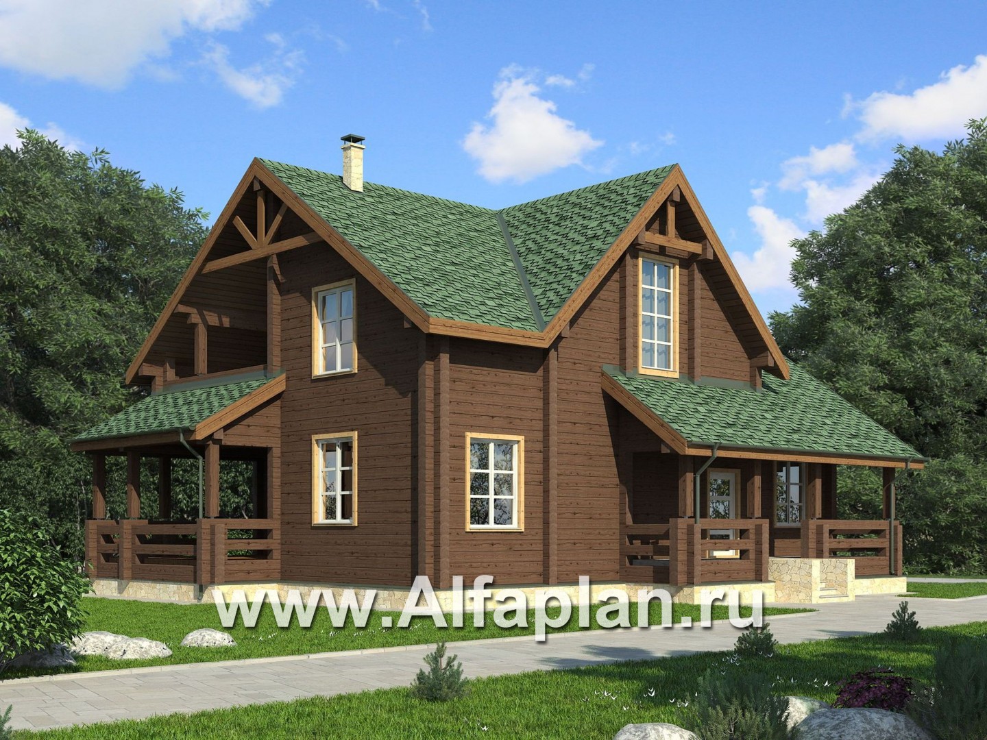 Проекты домов Альфаплан - Комфортный дом из клееного бруса - дополнительное изображение №1