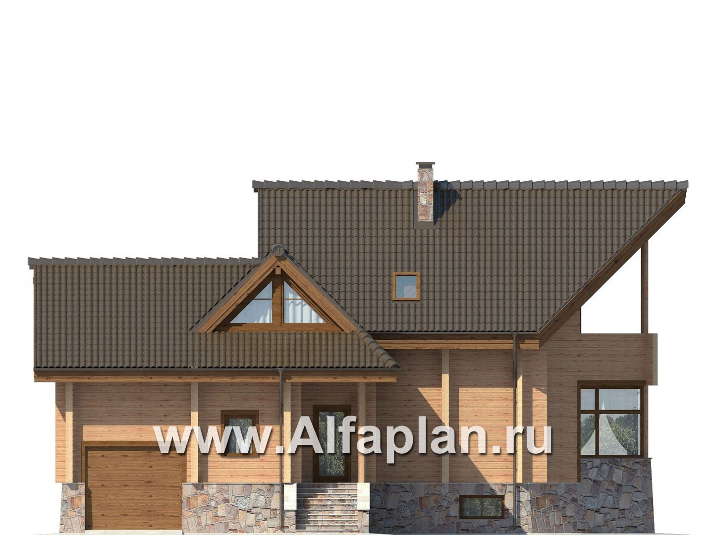 Проекты домов Альфаплан - Коттедж из клееного бруса - изображение фасада №3