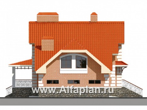 Проекты домов Альфаплан - Коттедж с большим гаражом и террасой - превью фасада №2
