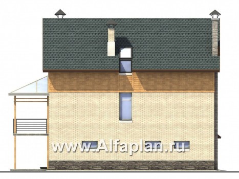 Проекты домов Альфаплан - «Экспрофессо» - комфортный дом для узкого участка - превью фасада №3