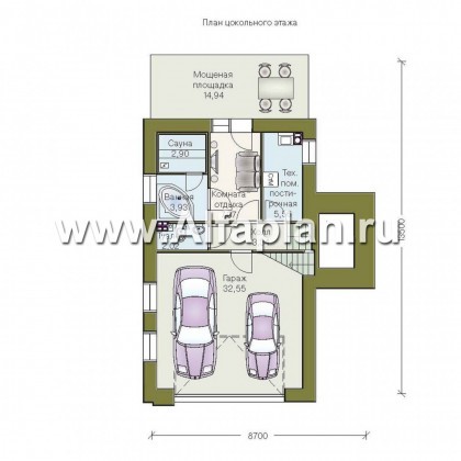 Проекты домов Альфаплан - «Экспрофессо» - комфортный дом для узкого участка - превью плана проекта №1