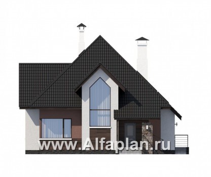 Проекты домов Альфаплан - «Сириус» - современный мансардный дом - превью фасада №1