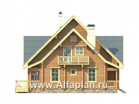 Проекты домов Альфаплан - Традиционный деревянный загородный дом - превью фасада №1