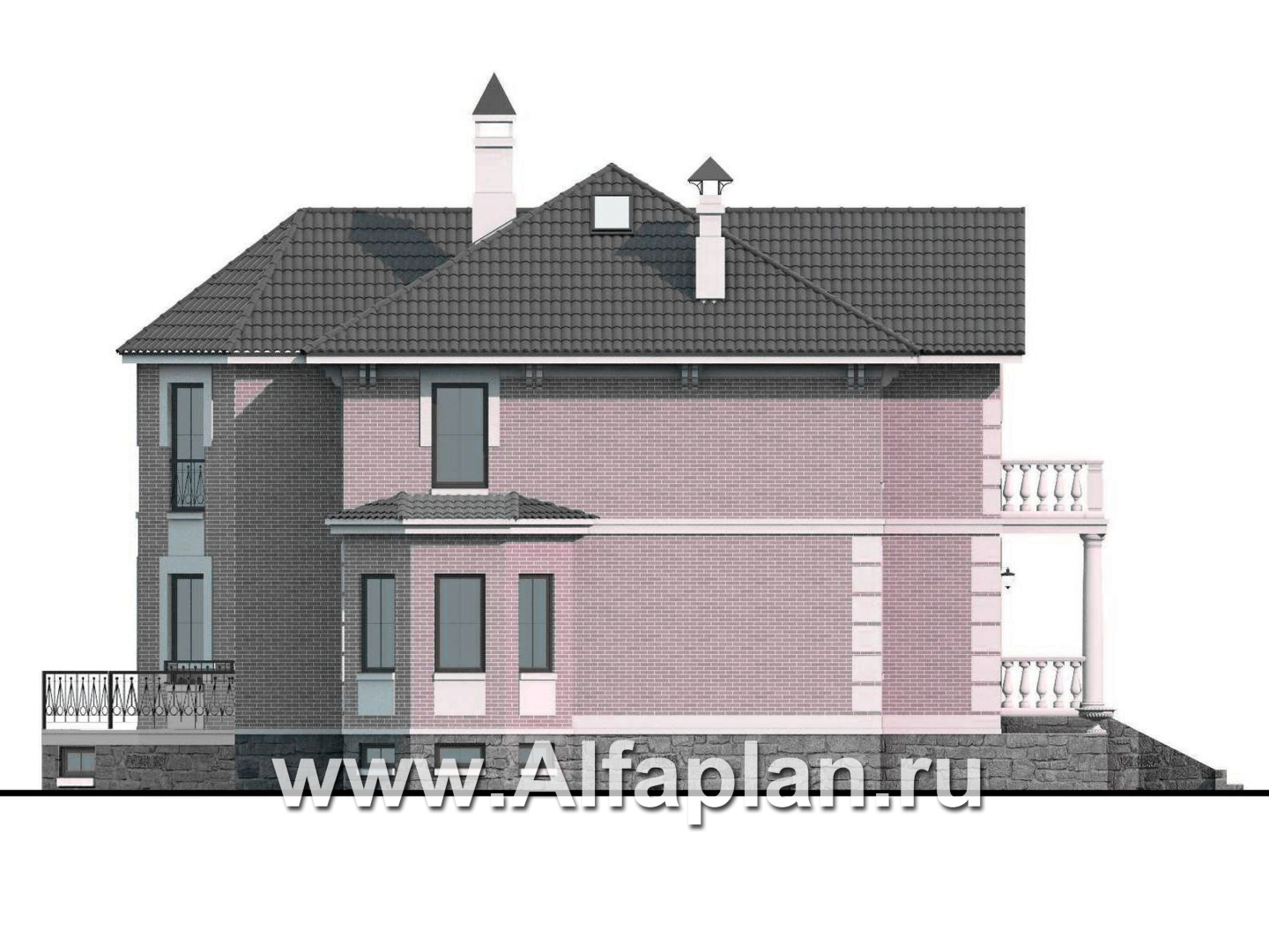 Проекты домов Альфаплан - «Головин плюс» - особняк в стиле Петровских традиций - изображение фасада №3