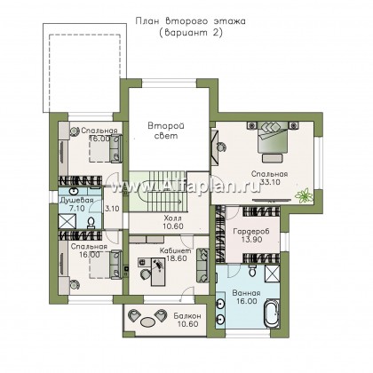 Проекты домов Альфаплан - «Висла» — проект двухэтажного дома, особняк с двусветной столовой, с террасой - превью плана проекта №3