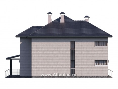 Проекты домов Альфаплан - «Эльба» — современная вилла с угловым остеклением - превью фасада №3