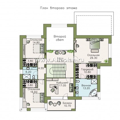 Проекты домов Альфаплан - «Эльба» — современная вилла с угловым остеклением - превью плана проекта №2