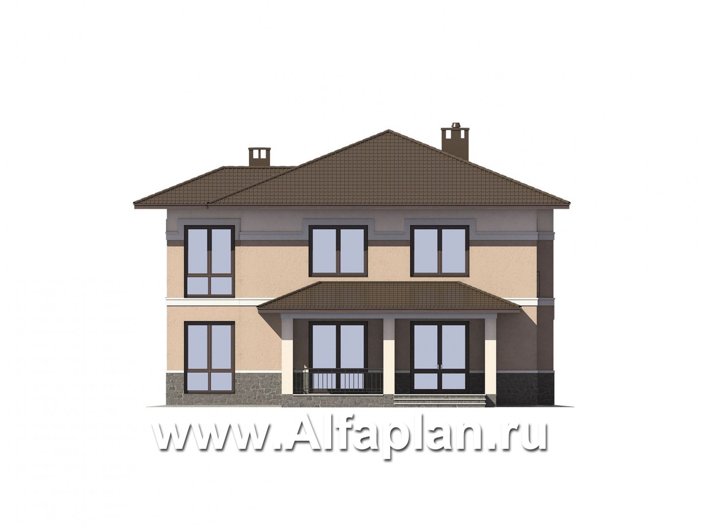Проекты домов Альфаплан - Элегантный двухэтажный коттедж - изображение фасада №3