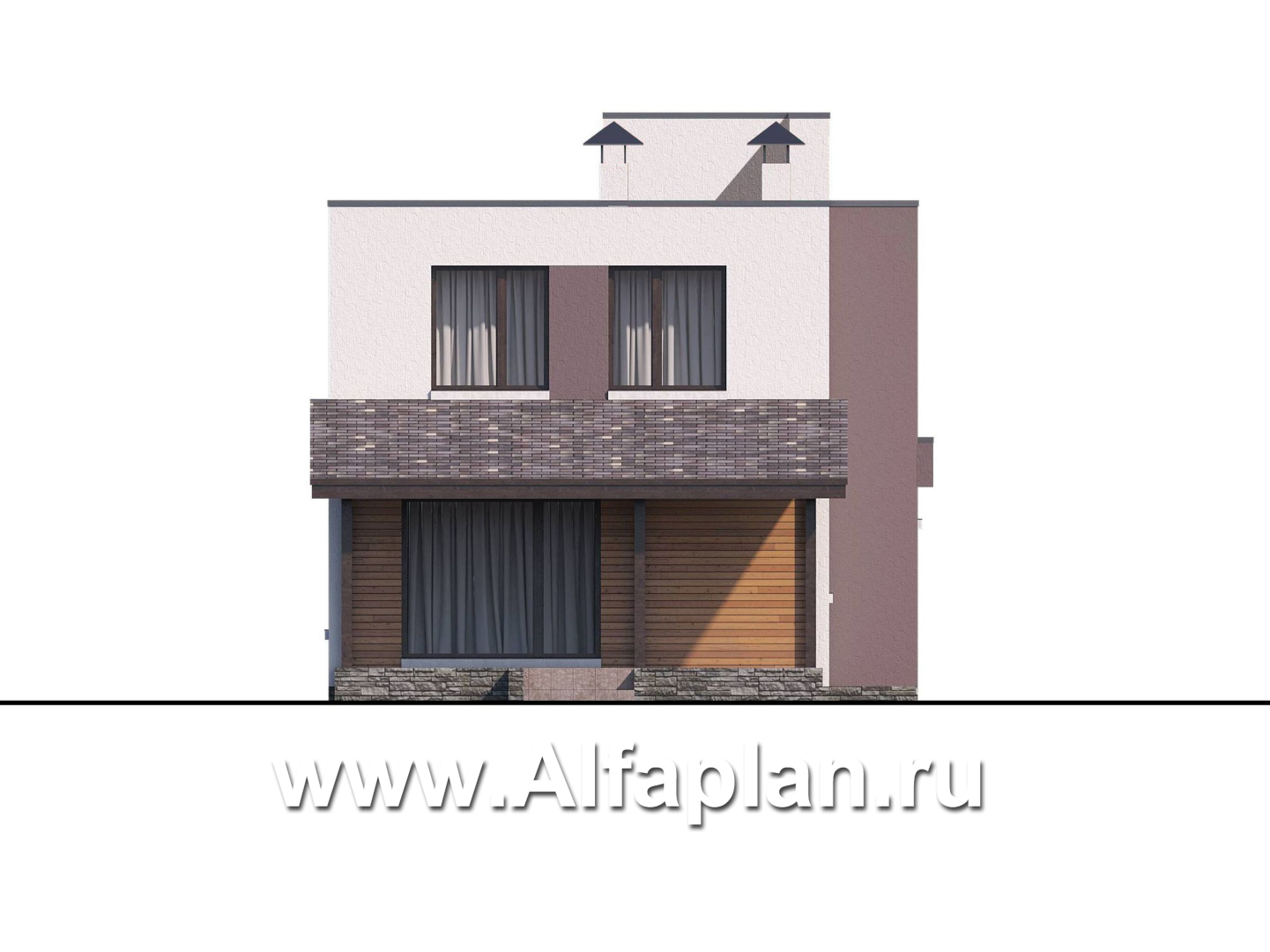 Проекты домов Альфаплан - «Арс» - дом с плоской кровлей для узкого участка - изображение фасада №4
