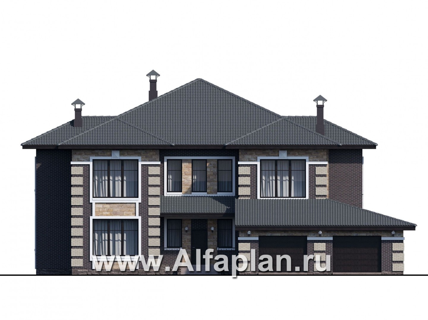 Проекты домов Альфаплан - «Двина» — элегантный особняк с гаражом на два автомобиля - изображение фасада №1