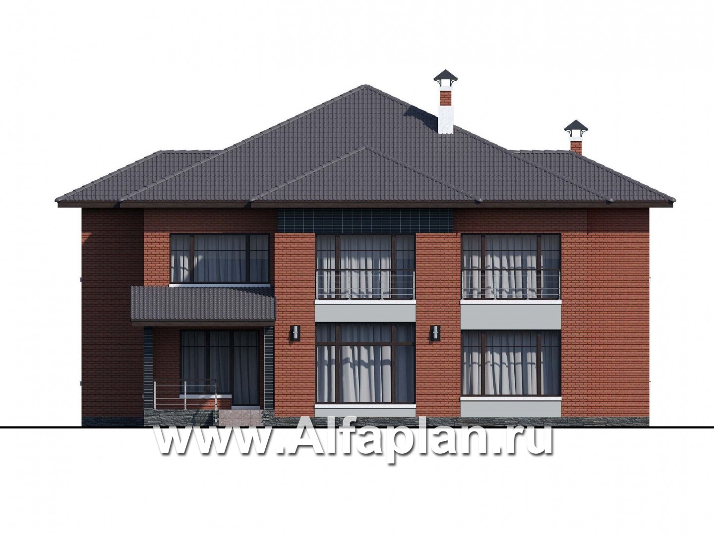 Проекты домов Альфаплан - «Рейн» - просторный современный коттедж - изображение фасада №4