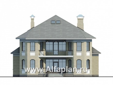 Проекты домов Альфаплан - «Рюрик» - солидный дом из газобетона для солидной семьи - превью фасада №1