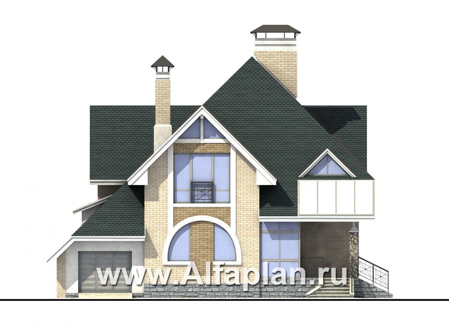 Проекты домов Альфаплан - Загородный дом с компактным планом - изображение фасада №1