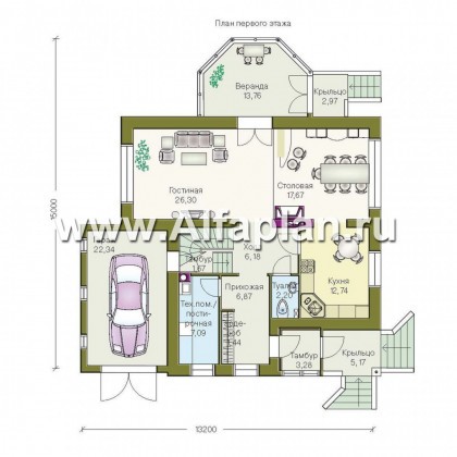 Проекты домов Альфаплан - Загородный дом с компактным планом - превью плана проекта №1