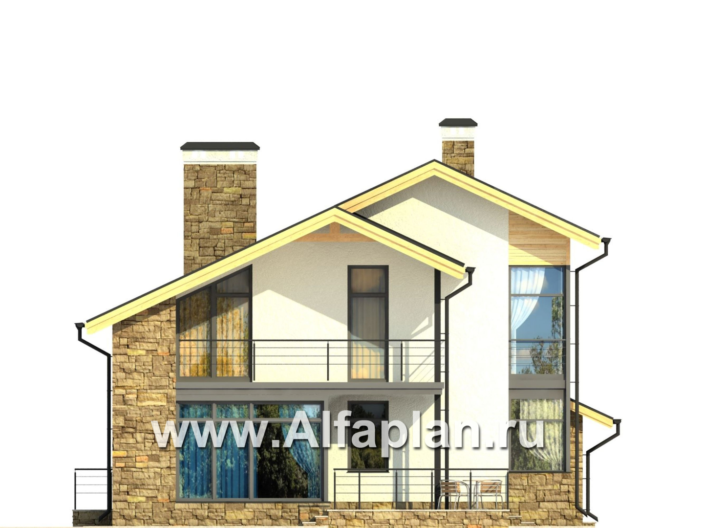 Проекты домов Альфаплан - Трехэтажный коттедж с угловым витражом - изображение фасада №2
