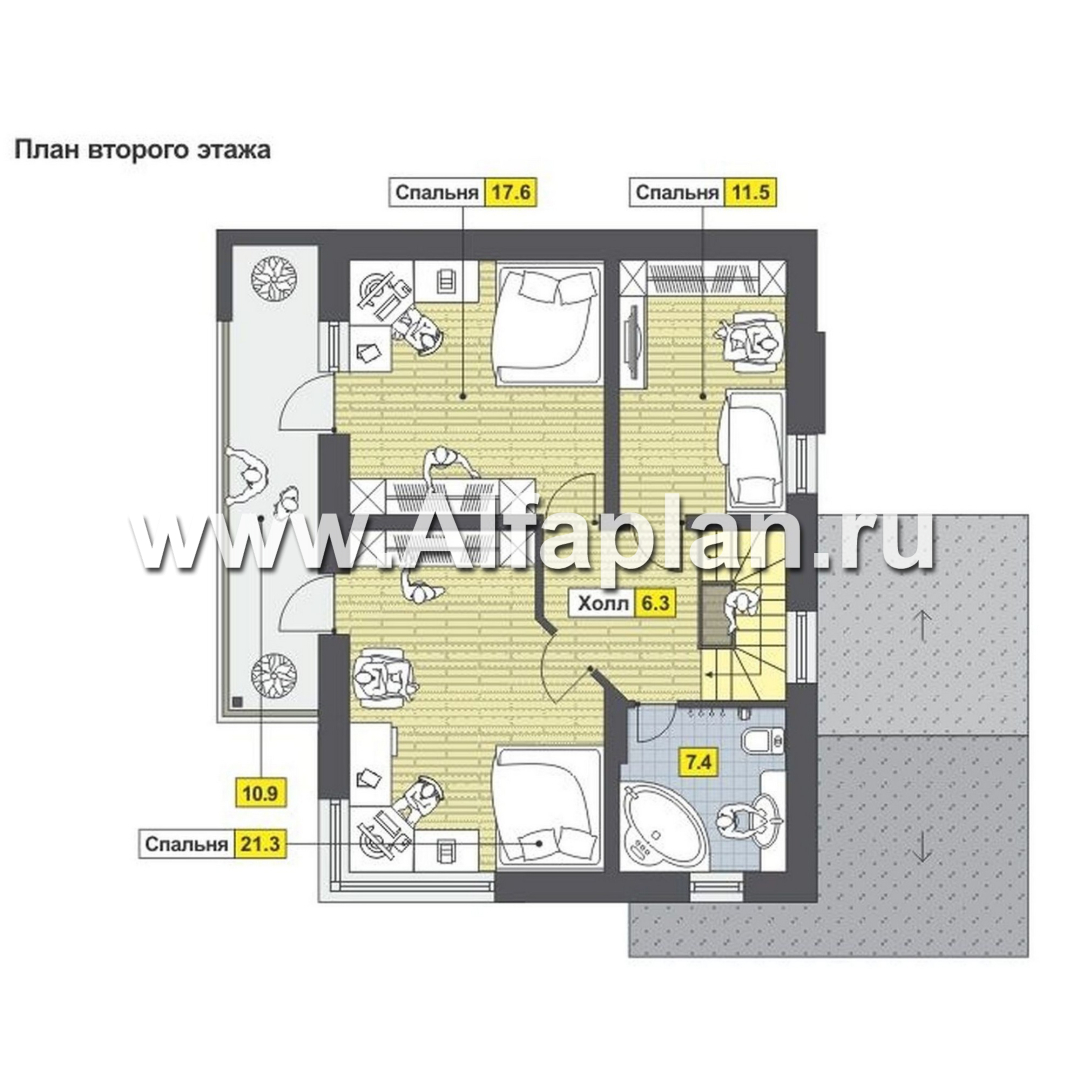 Проекты домов Альфаплан - Трехэтажный коттедж с угловым витражом - план проекта №3