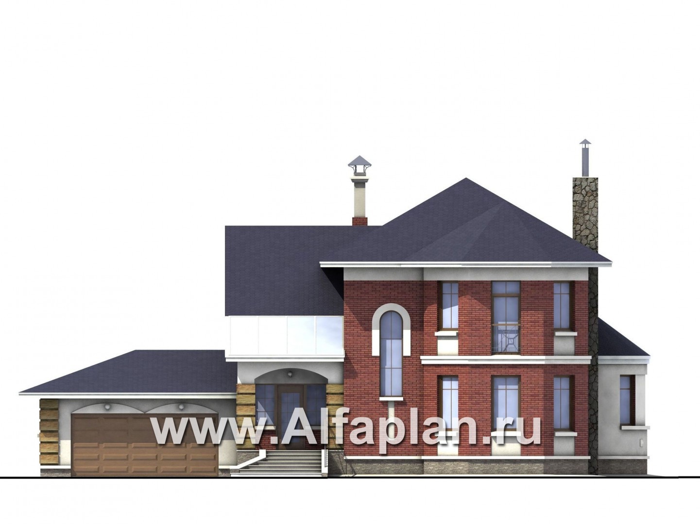 Проекты домов Альфаплан - «Ювенил» - загородный дом с большим гаражом - изображение фасада №1