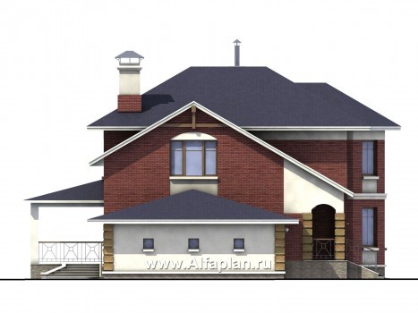 Проекты домов Альфаплан - «Ювенил» - загородный дом с большим гаражом - превью фасада №3